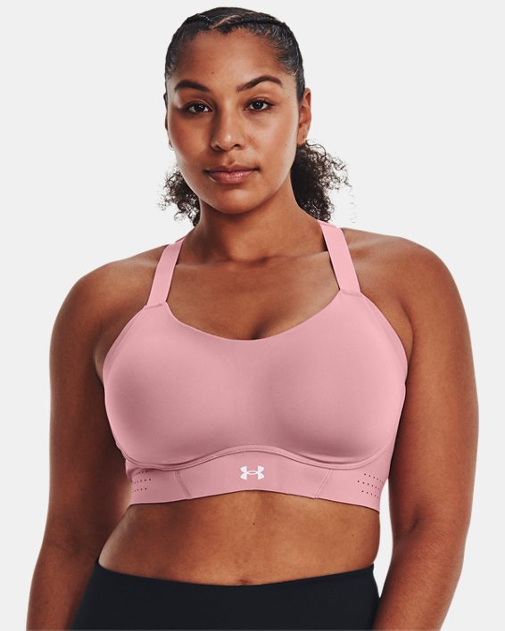 Sports Bra de sujeción alta UA Uplift para mujer, Pink, pdpMainDesktop image number 4